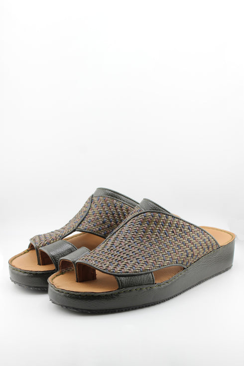 DFC Relax Men Woven Leather Slip-On Sandals